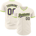 Custom Cream Purple-Neon Green Authentic Baseball Jersey