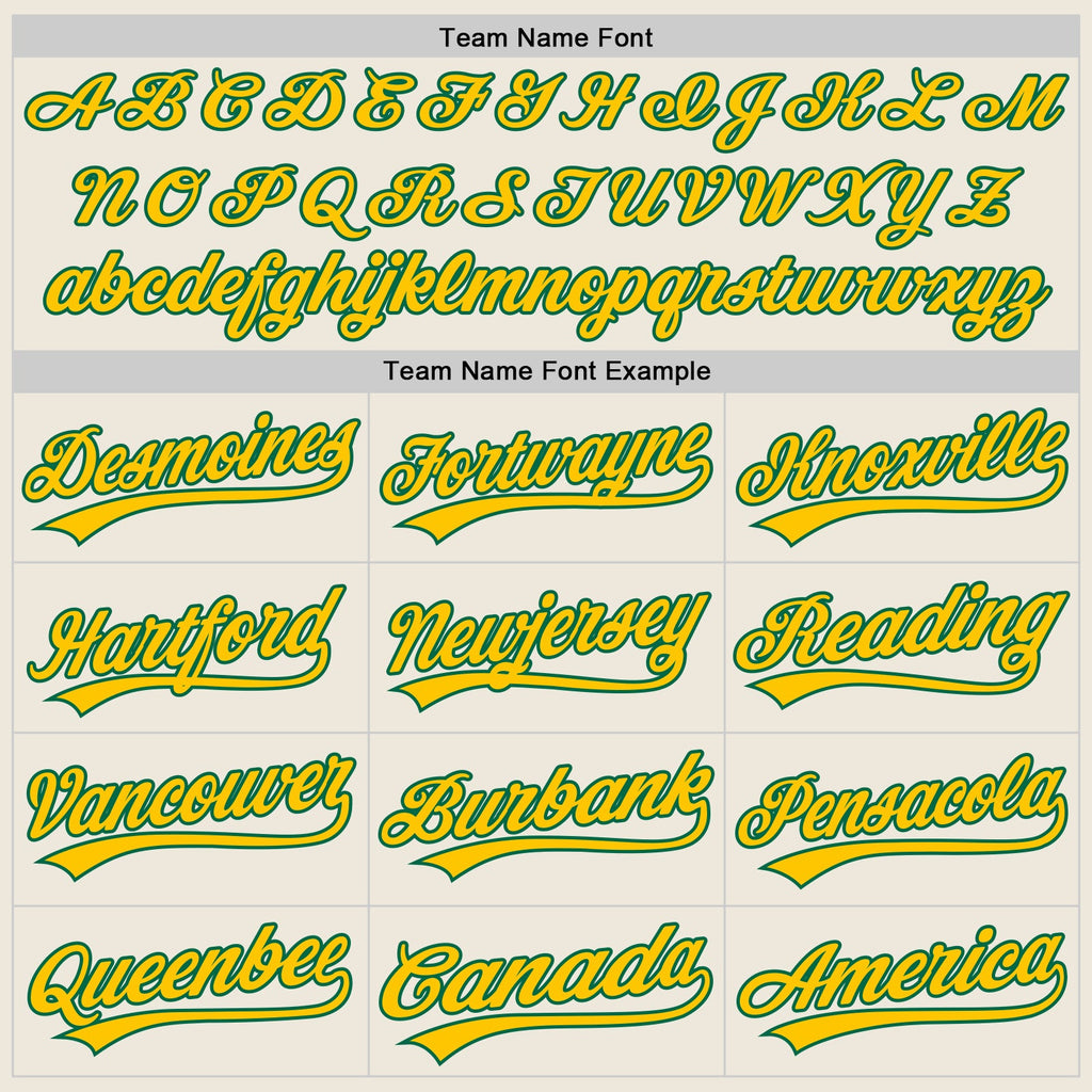Custom Cream Yellow-Kelly Green Authentic Baseball Jersey