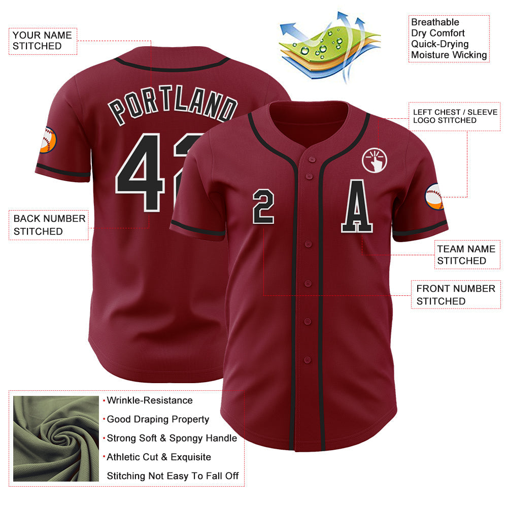 Custom Crimson Black-White Authentic Baseball Jersey