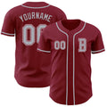 Custom Crimson Gray-White Authentic Baseball Jersey