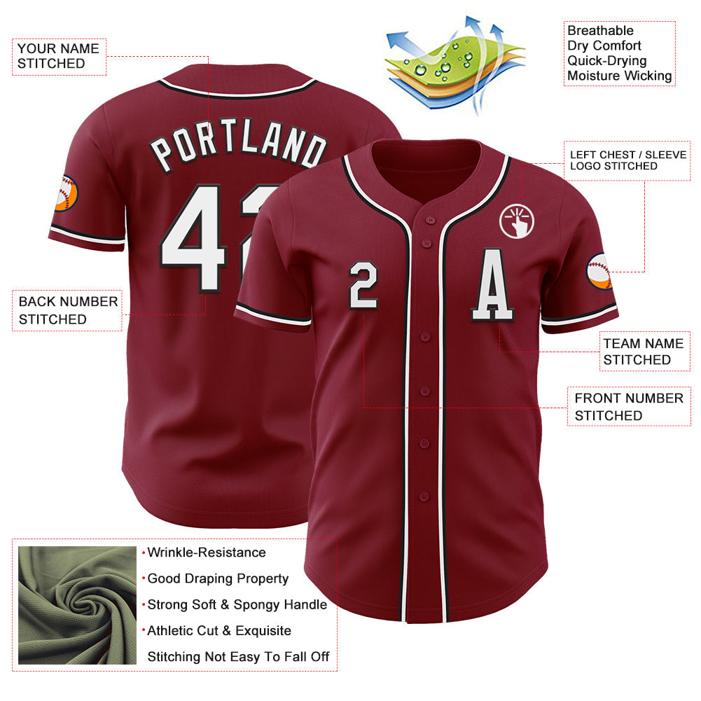 Custom Crimson White-Black Authentic Baseball Jersey