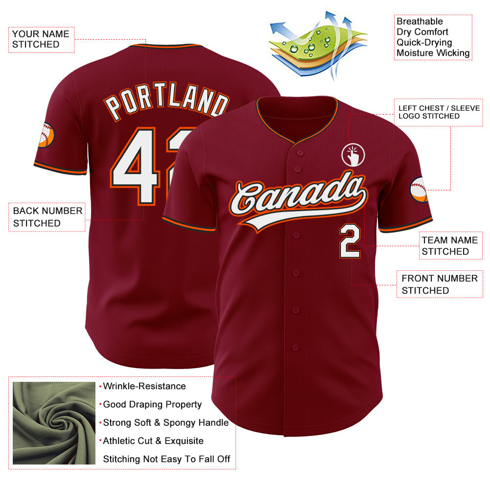 Custom Crimson White Black-Orange Authentic Baseball Jersey
