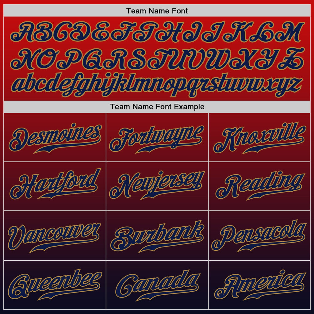 Custom Red Navy-Old Gold Authentic Fade Fashion Baseball Jersey