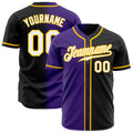 Custom Black White Purple-Gold Authentic Gradient Fashion Baseball Jersey