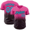 Custom Pink Pinstripe Sky Blue-Black Authentic Fade Fashion Baseball Jersey