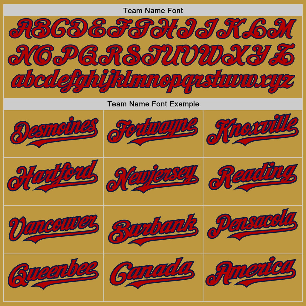 Custom Old Gold Pinstripe Red-Navy Authentic Fade Fashion Baseball Jersey