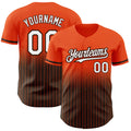 Custom Orange Pinstripe White-Brown Authentic Fade Fashion Baseball Jersey