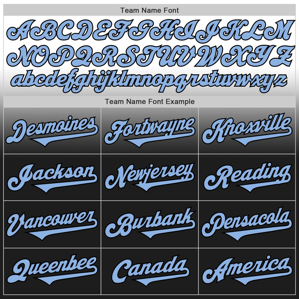 Custom White Light Blue-Black Authentic Fade Fashion Baseball Jersey