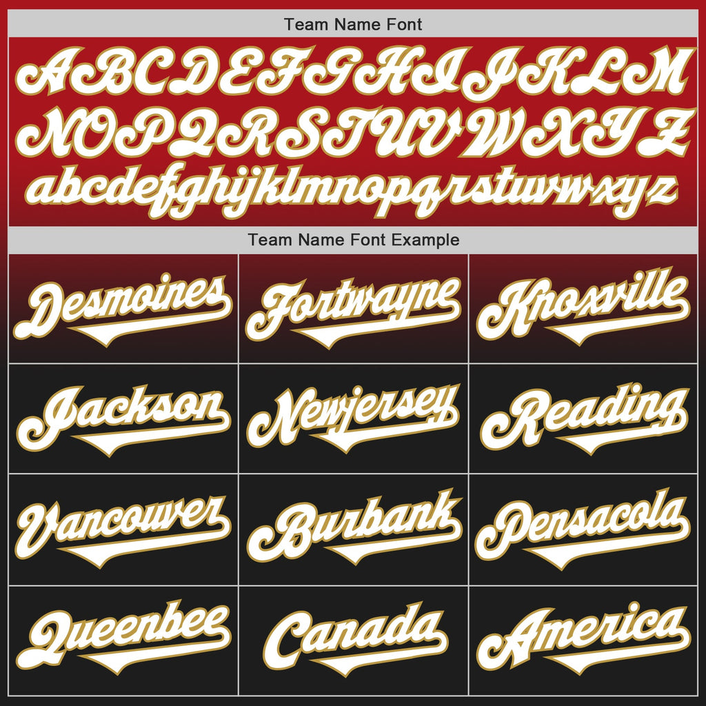 Custom Red Black-Old Gold Authentic Fade Fashion Baseball Jersey
