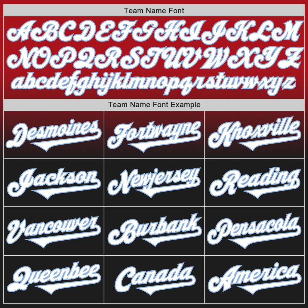 Custom Red Black-Light Blue Authentic Fade Fashion Baseball Jersey