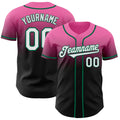 Custom Pink Black-Kelly Green Authentic Fade Fashion Baseball Jersey