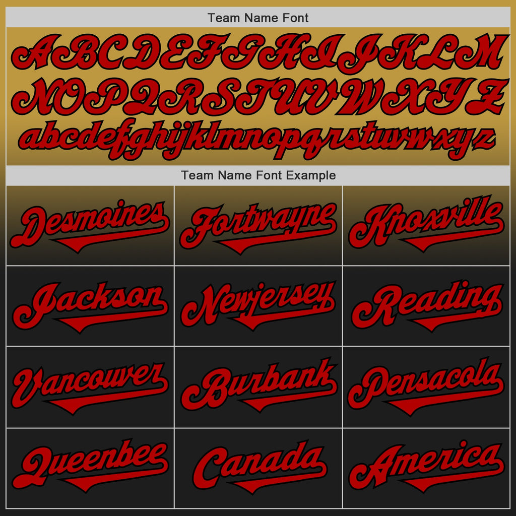 Custom Old Gold Red-Black Authentic Fade Fashion Baseball Jersey