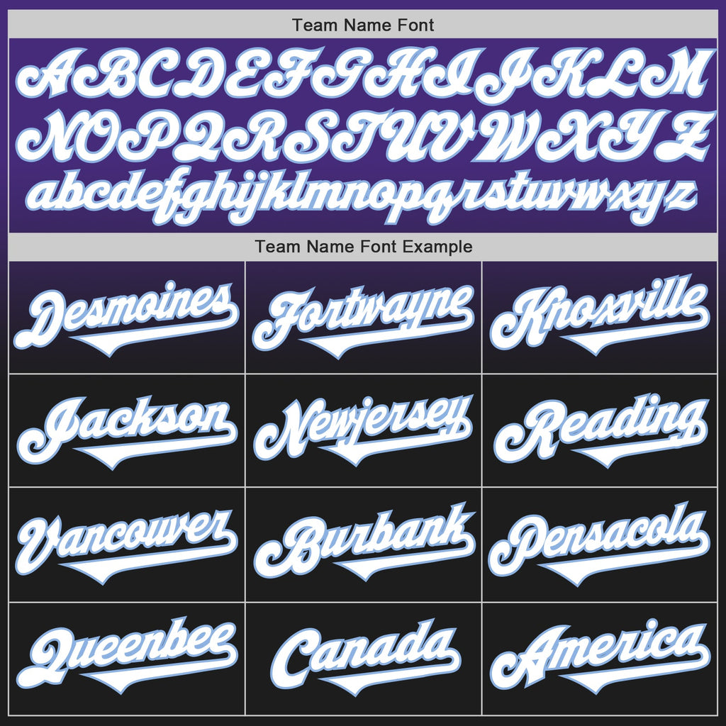 Custom Purple Black-Light Blue Authentic Fade Fashion Baseball Jersey