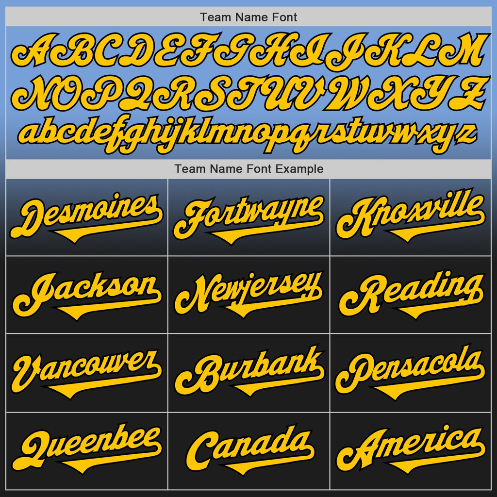 Custom Light Blue Yellow-Black Authentic Fade Fashion Baseball Jersey