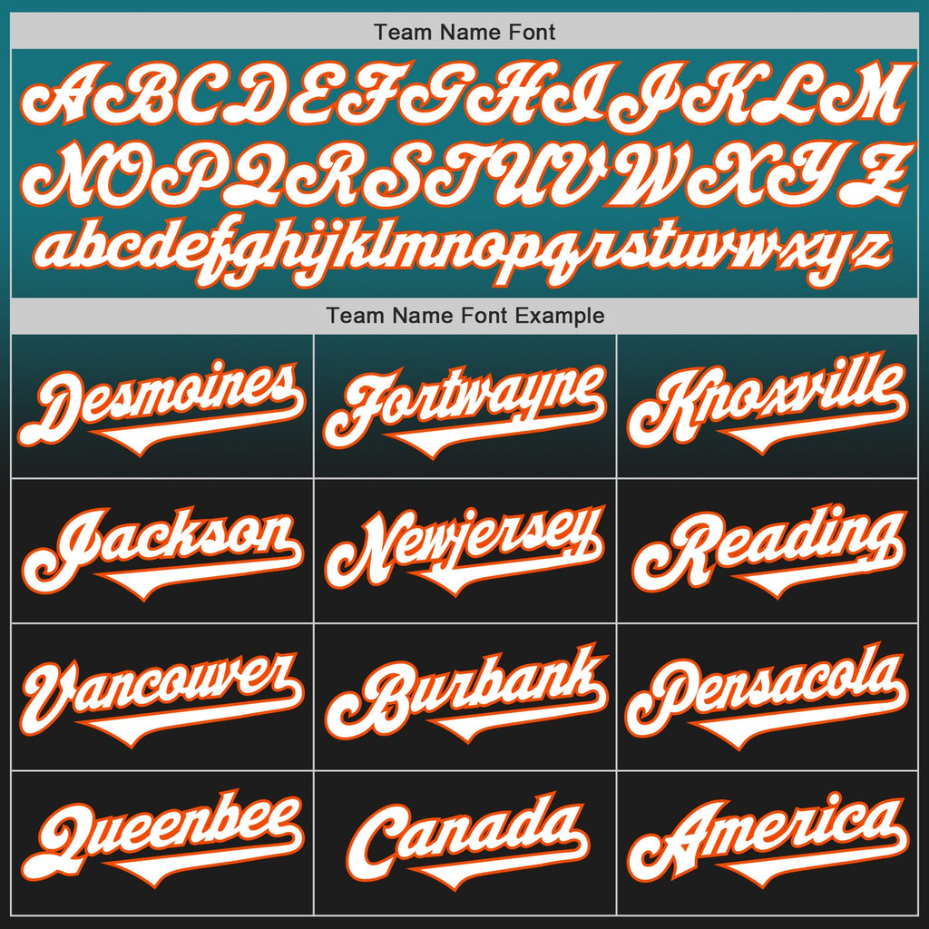 Custom Teal Black-Orange Authentic Fade Fashion Baseball Jersey