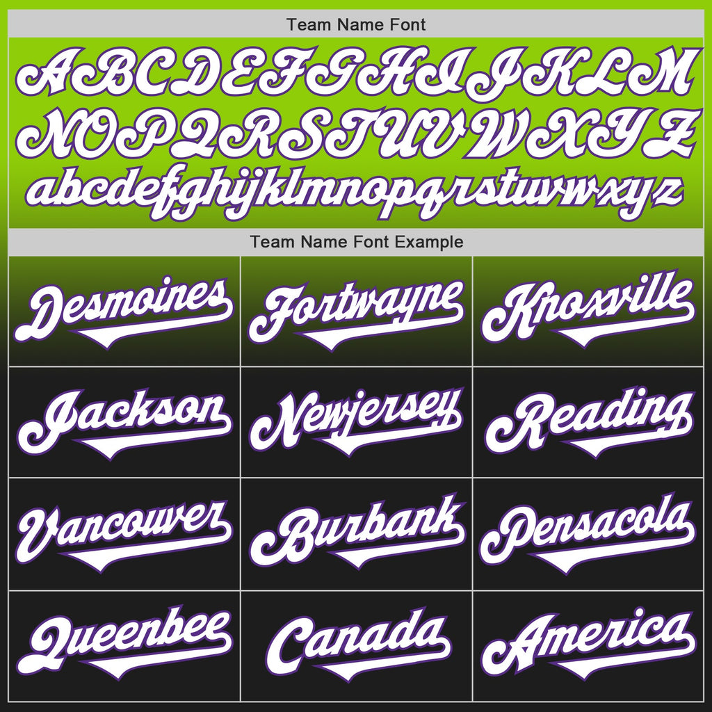Custom Neon Green Black-Purple Authentic Fade Fashion Baseball Jersey