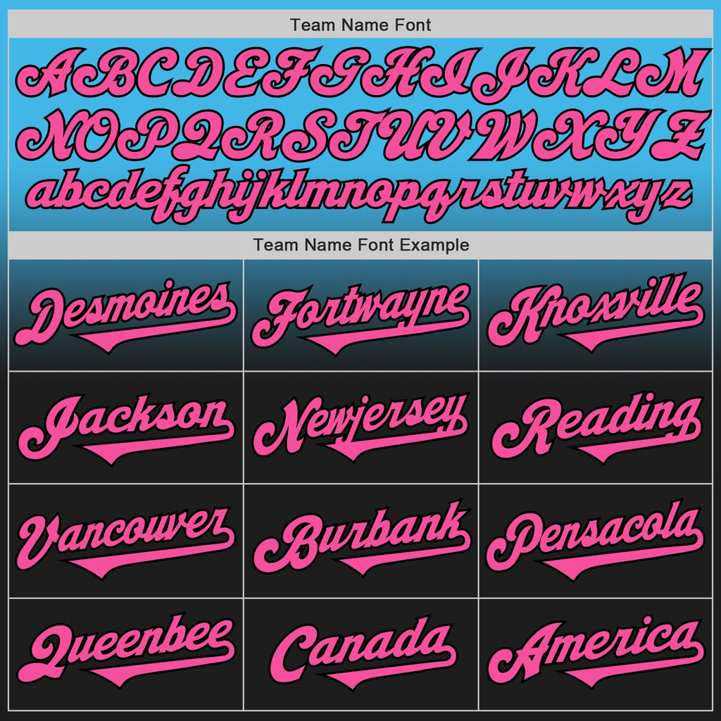 Custom Sky Blue Pink-Black Authentic Fade Fashion Baseball Jersey