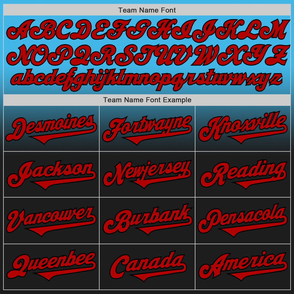 Custom Sky Blue Red-Black Authentic Fade Fashion Baseball Jersey