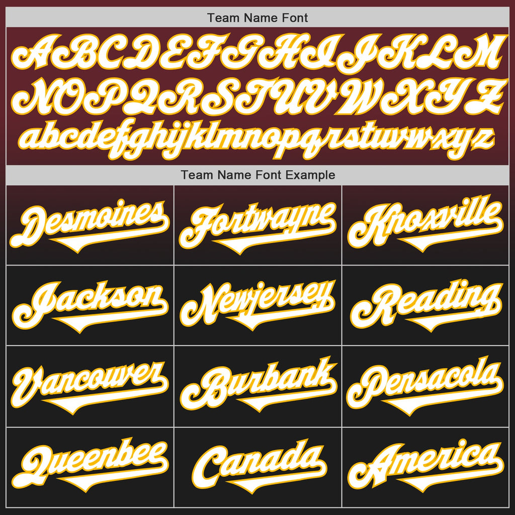 Custom Burgundy Black-Gold Authentic Fade Fashion Baseball Jersey