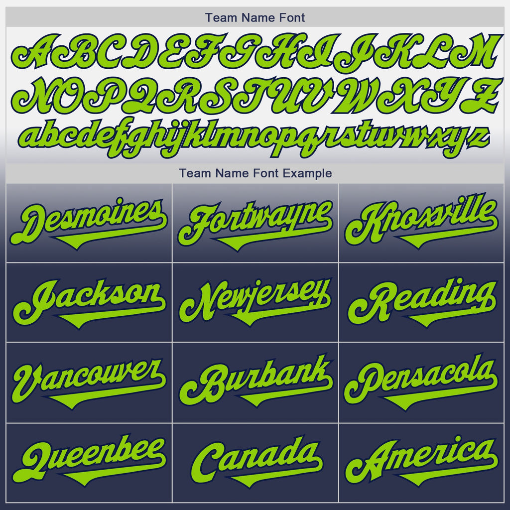 Custom White Neon Green-Navy Authentic Fade Fashion Baseball Jersey