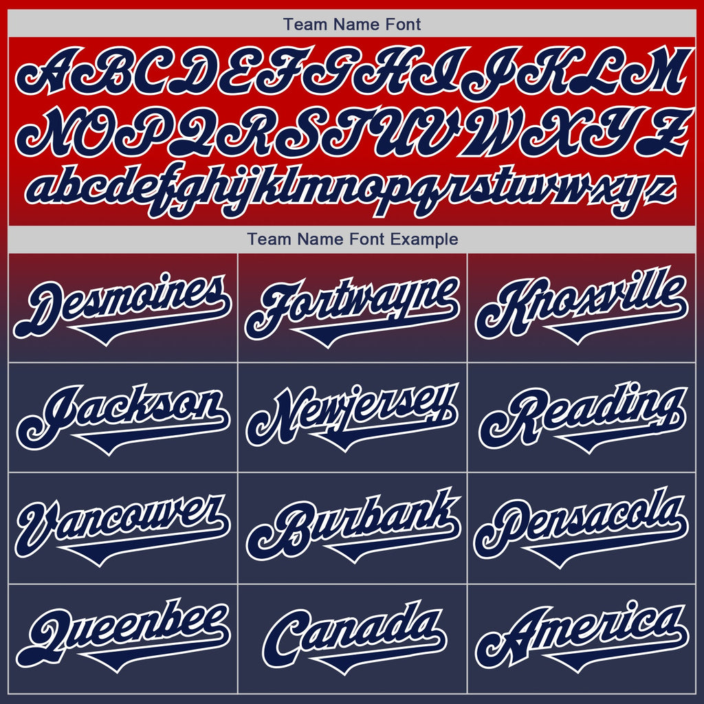 Custom Red Navy-White Authentic Fade Fashion Baseball Jersey