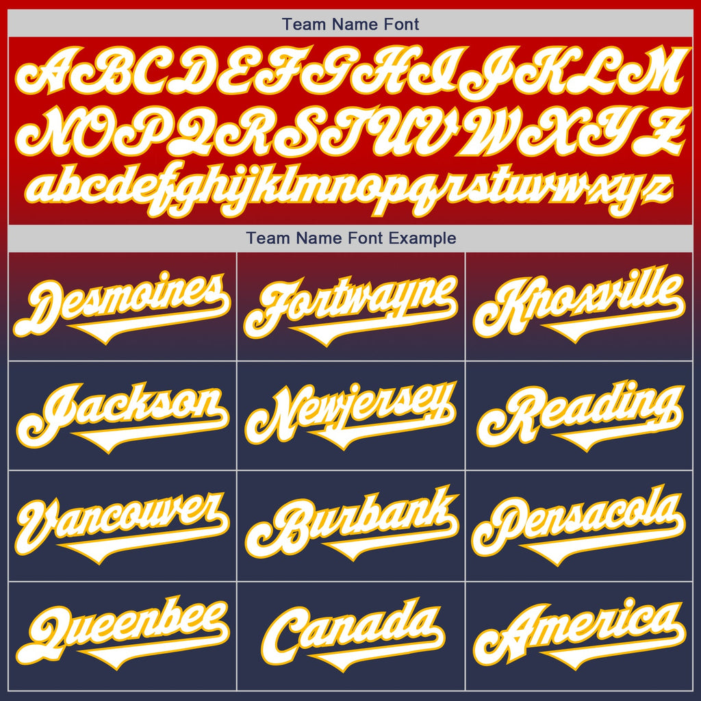 Custom Red Navy-Gold Authentic Fade Fashion Baseball Jersey