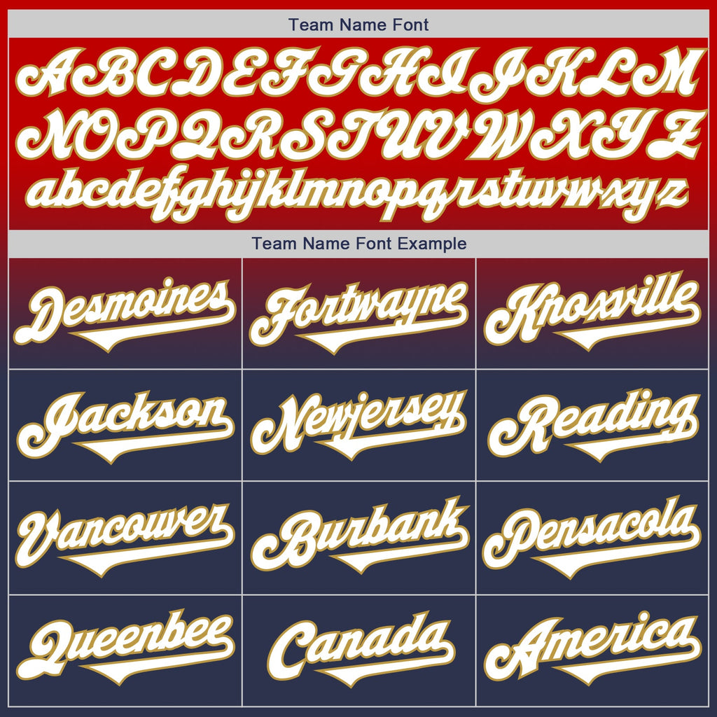 Custom Red Navy-Old Gold Authentic Fade Fashion Baseball Jersey