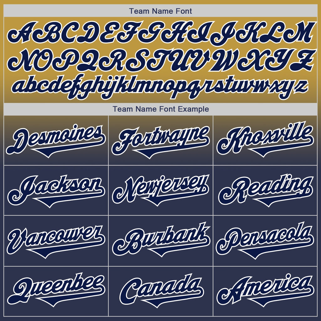 Custom Old Gold Navy-White Authentic Fade Fashion Baseball Jersey