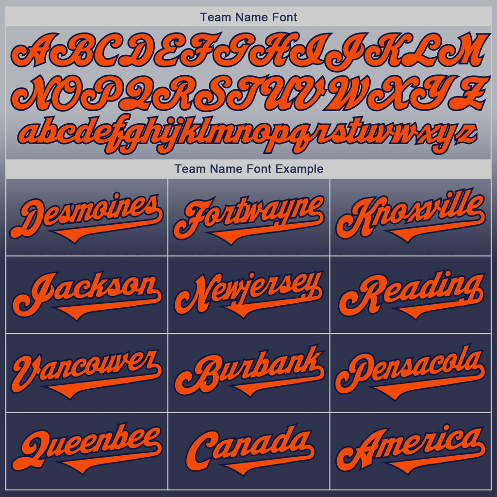 Custom Gray Orange-Navy Authentic Fade Fashion Baseball Jersey