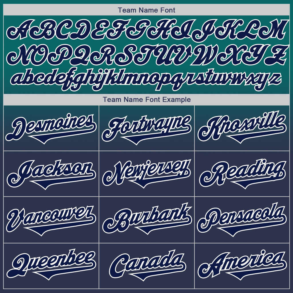 Custom Teal Navy-White Authentic Fade Fashion Baseball Jersey