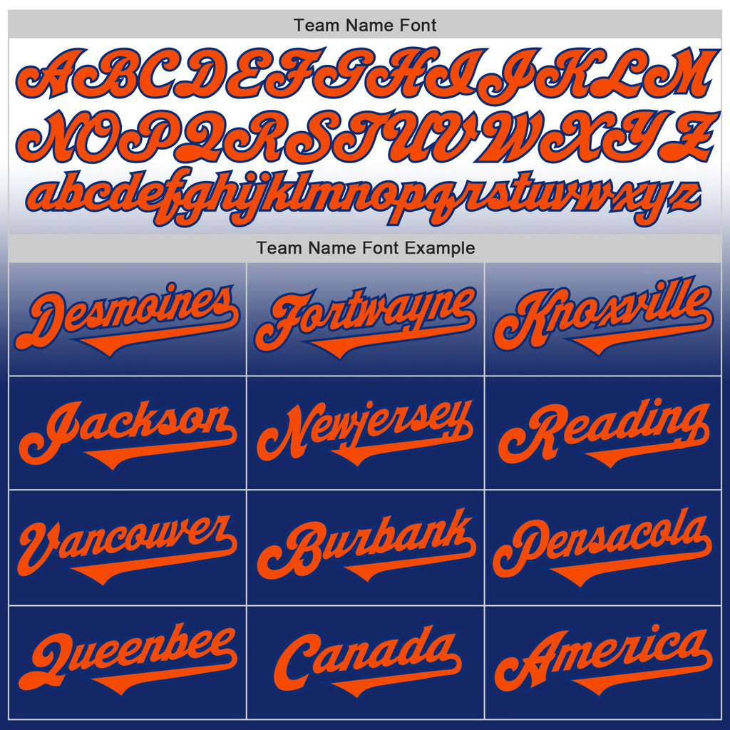 Custom White Orange-Royal Authentic Fade Fashion Baseball Jersey