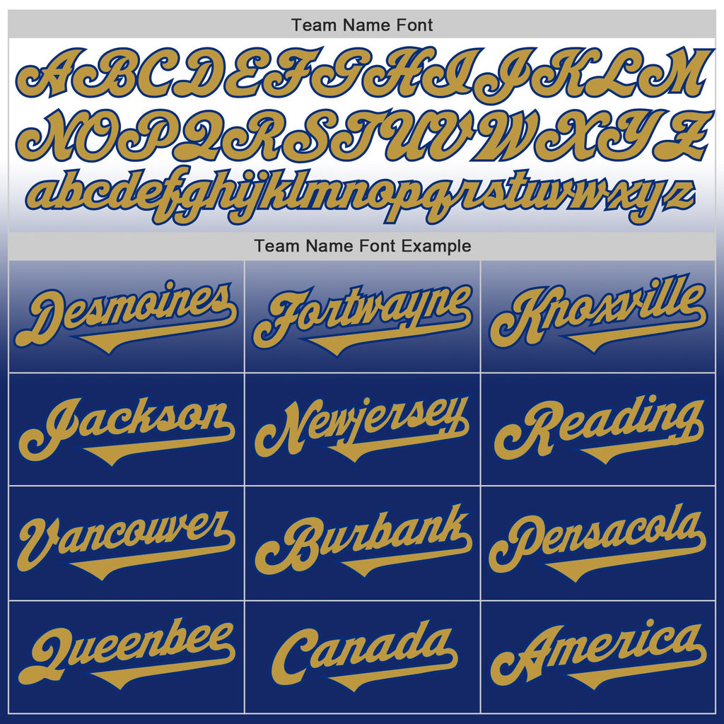 Custom White Old Gold-Royal Authentic Fade Fashion Baseball Jersey