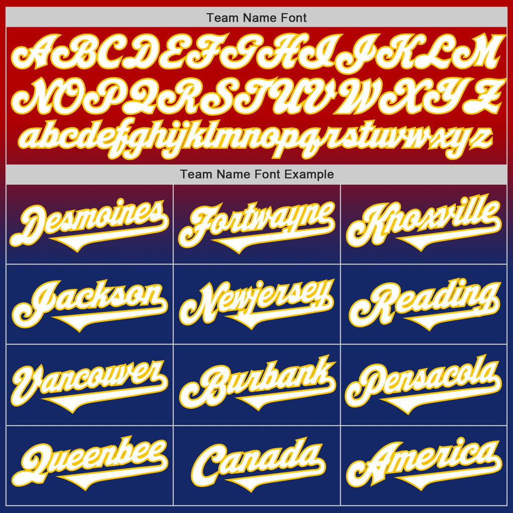 Custom Red White Royal-Yellow Authentic Fade Fashion Baseball Jersey