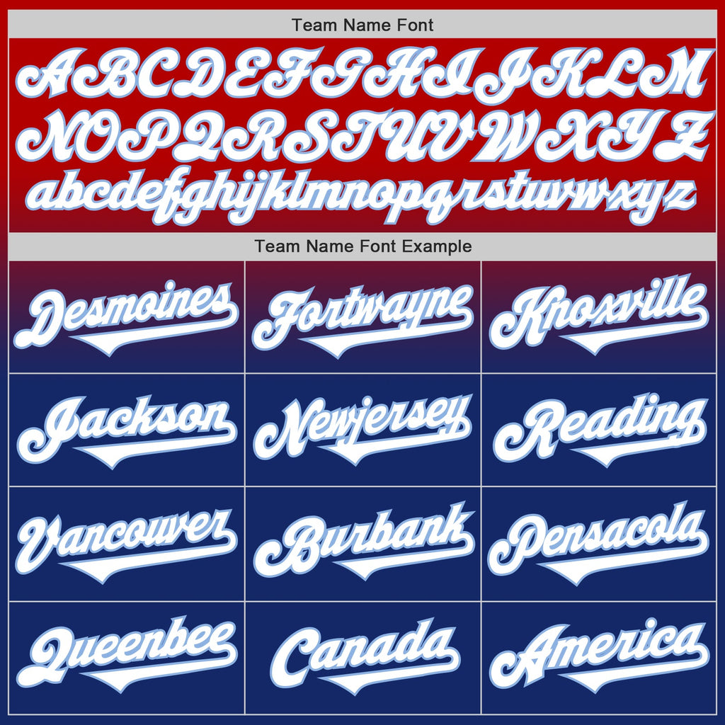 Custom Red White Royal-Light Blue Authentic Fade Fashion Baseball Jersey