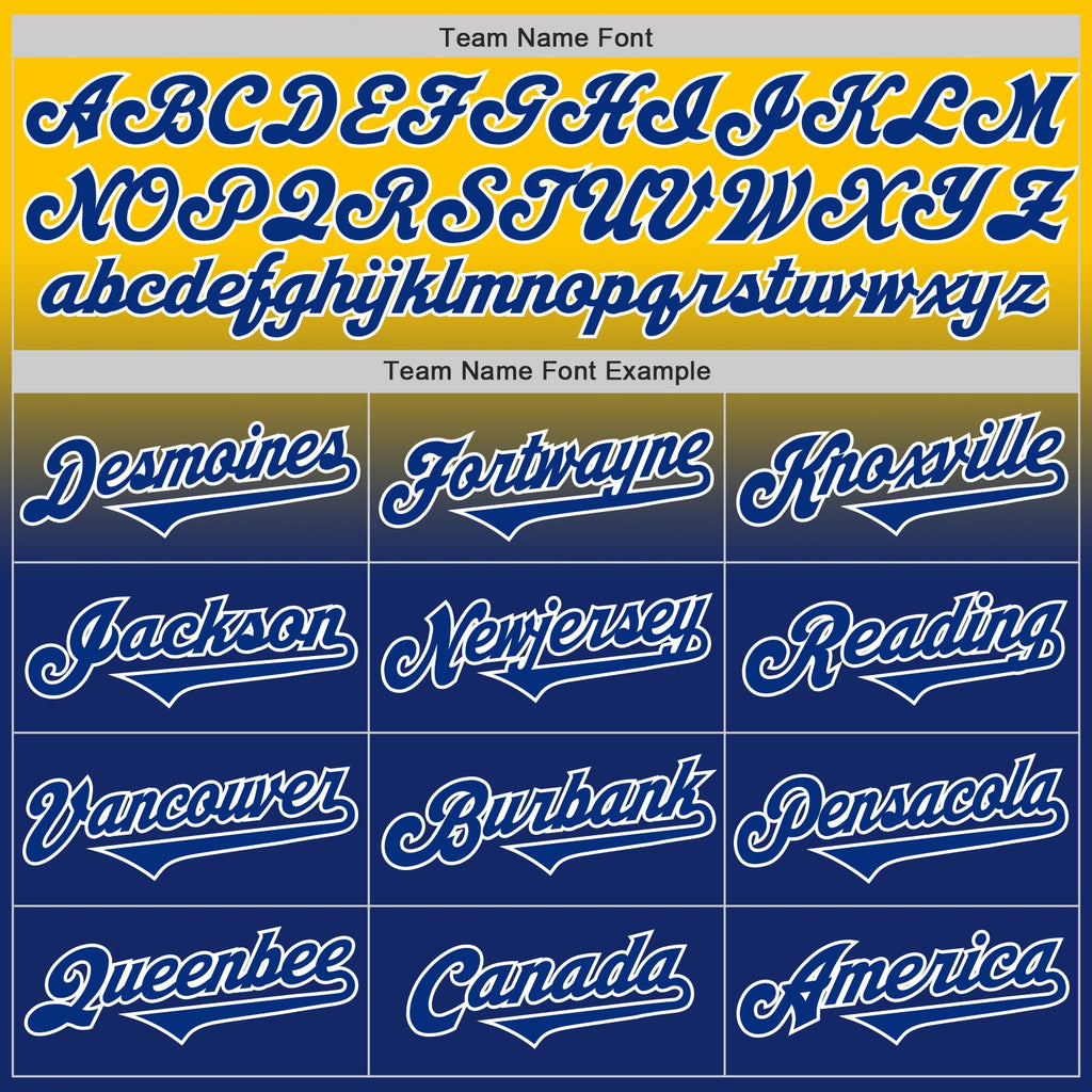 Custom Yellow Royal-White Authentic Fade Fashion Baseball Jersey