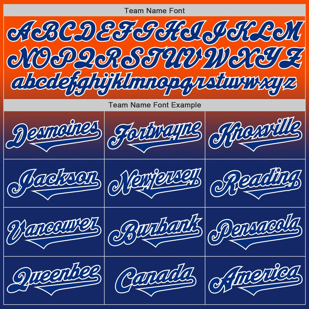 Custom Orange Royal-White Authentic Fade Fashion Baseball Jersey