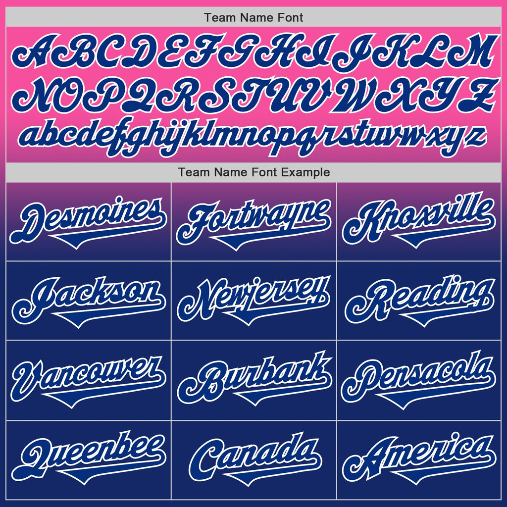 Custom Pink Royal-White Authentic Fade Fashion Baseball Jersey