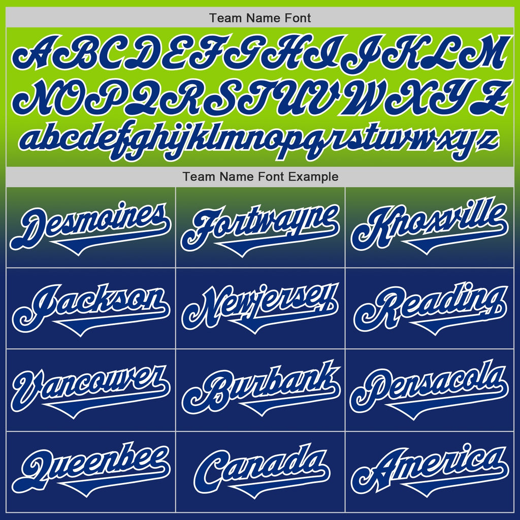 Custom Neon Green Royal-White Authentic Fade Fashion Baseball Jersey