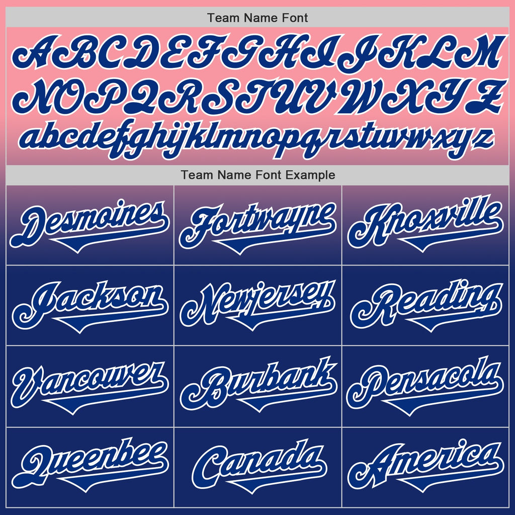 Custom Medium Pink Royal-White Authentic Fade Fashion Baseball Jersey