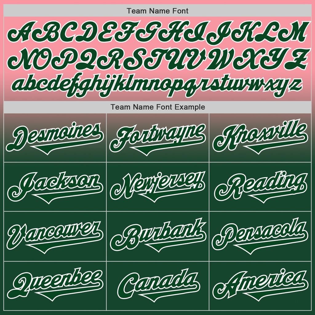 Custom Medium Pink Green-White Authentic Fade Fashion Baseball Jersey