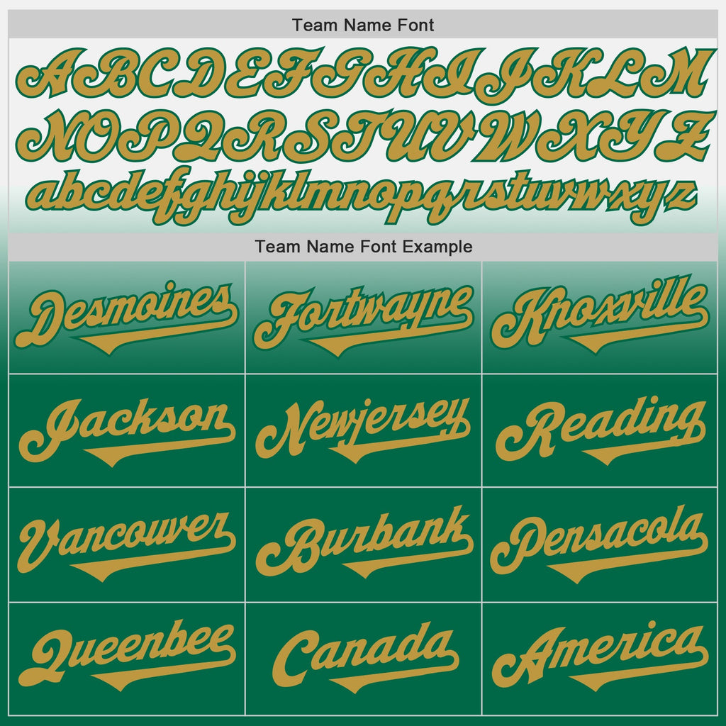 Custom White Old Gold-Kelly Green Authentic Fade Fashion Baseball Jersey