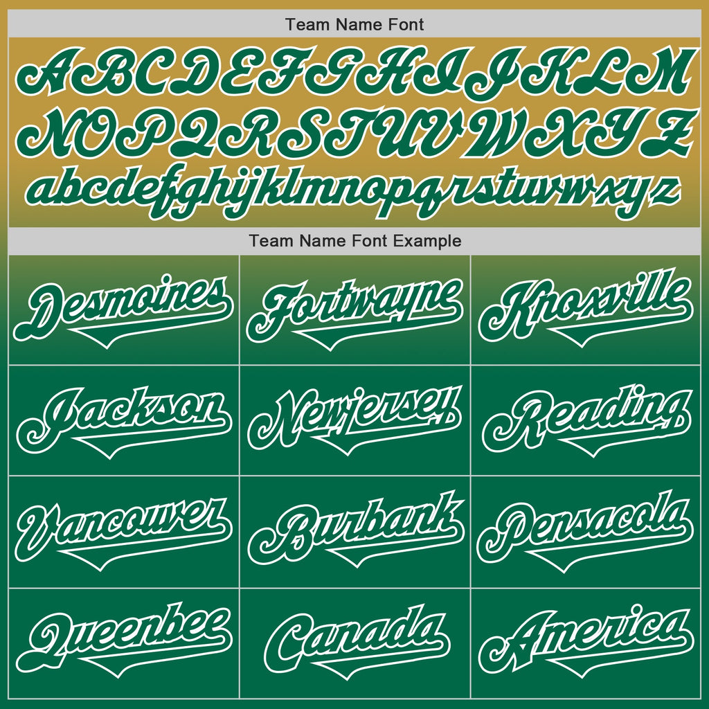 Custom Old Gold Kelly Green-White Authentic Fade Fashion Baseball Jersey