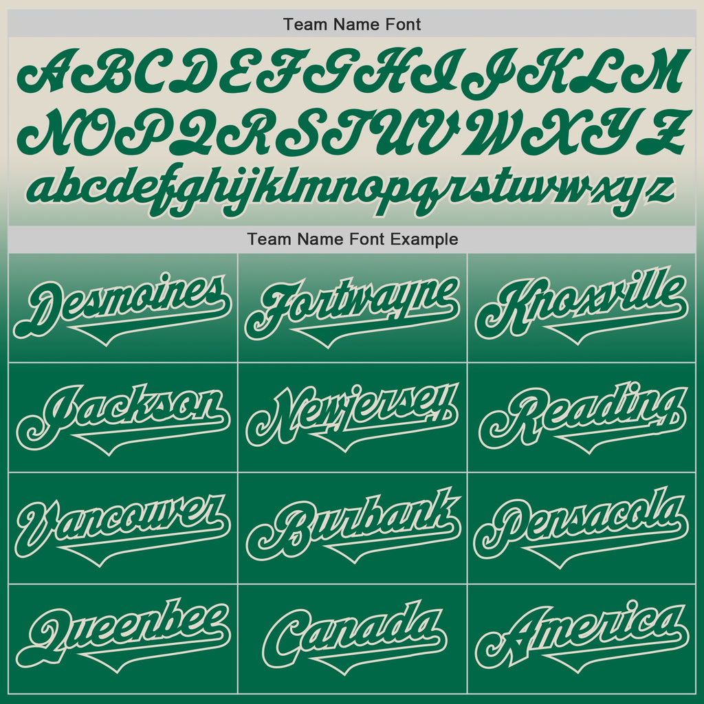 Custom Cream Kelly Green Authentic Fade Fashion Baseball Jersey