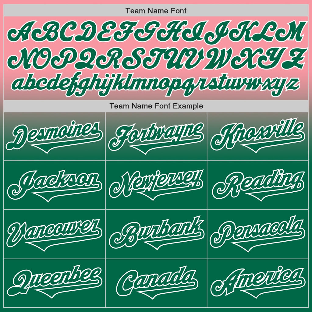 Custom Medium Pink Kelly Green-White Authentic Fade Fashion Baseball Jersey