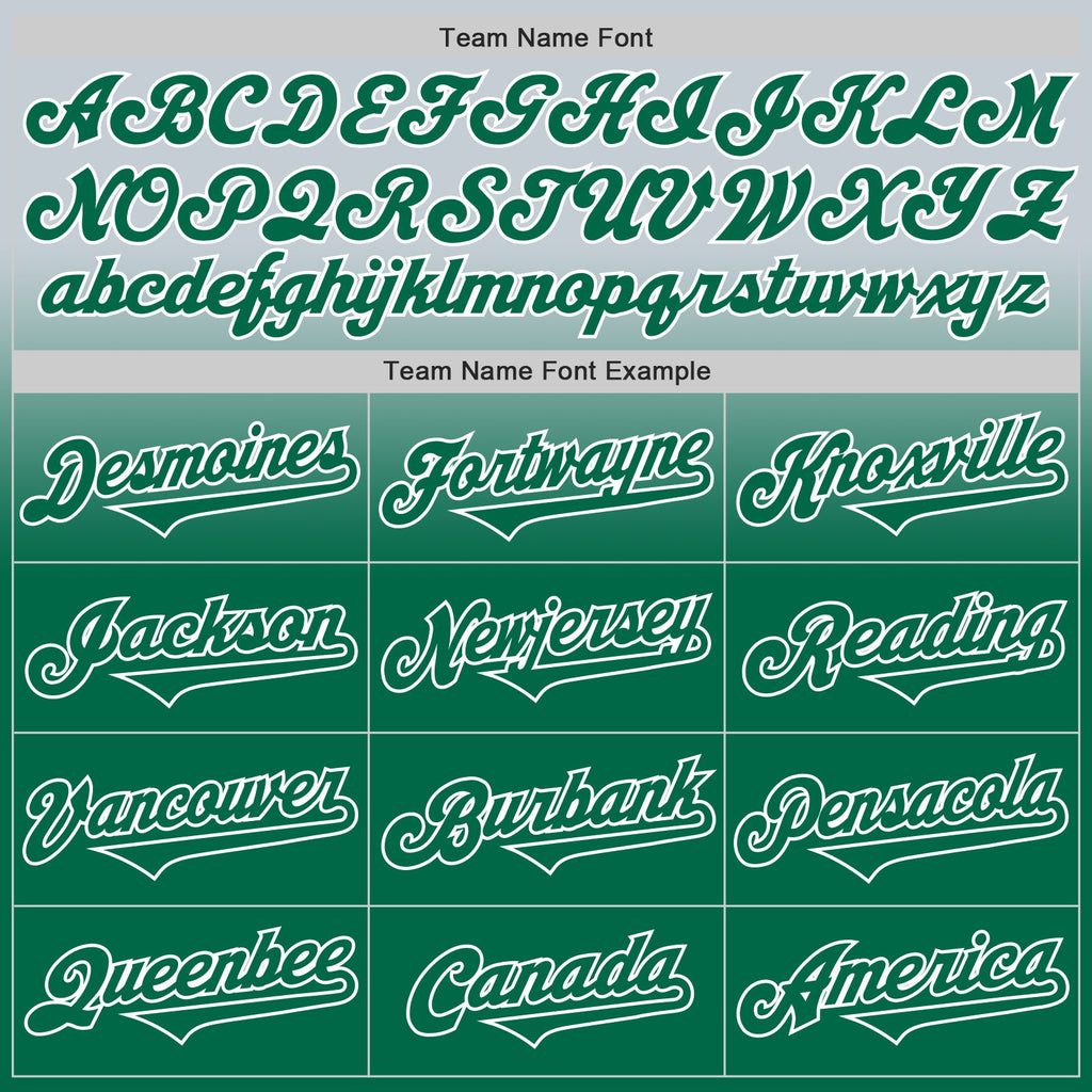 Custom Silver Kelly Green-White Authentic Fade Fashion Baseball Jersey