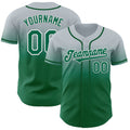 Custom Silver Kelly Green-White Authentic Fade Fashion Baseball Jersey