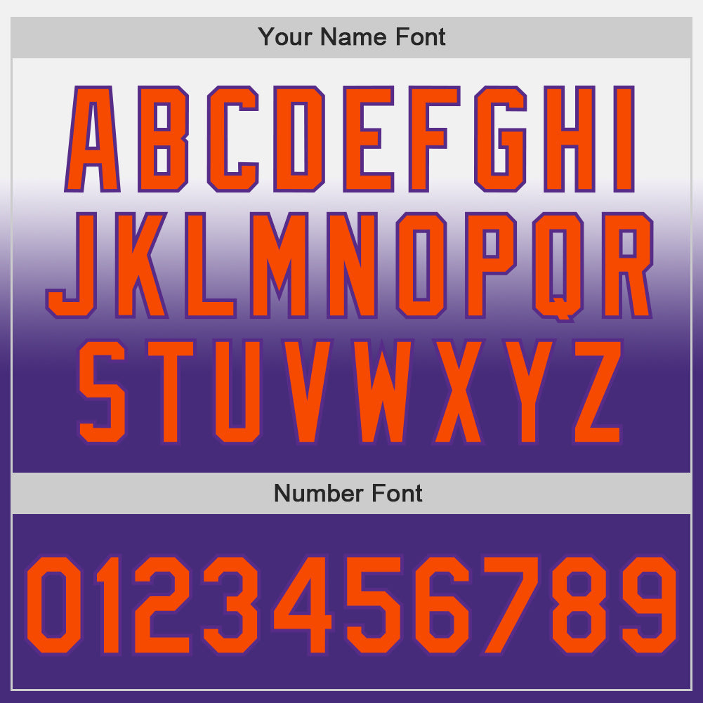 Custom White Orange-Purple Authentic Fade Fashion Baseball Jersey