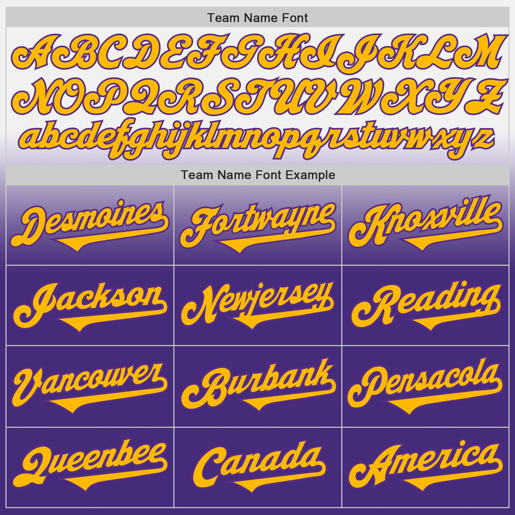 Custom White Gold-Purple Authentic Fade Fashion Baseball Jersey
