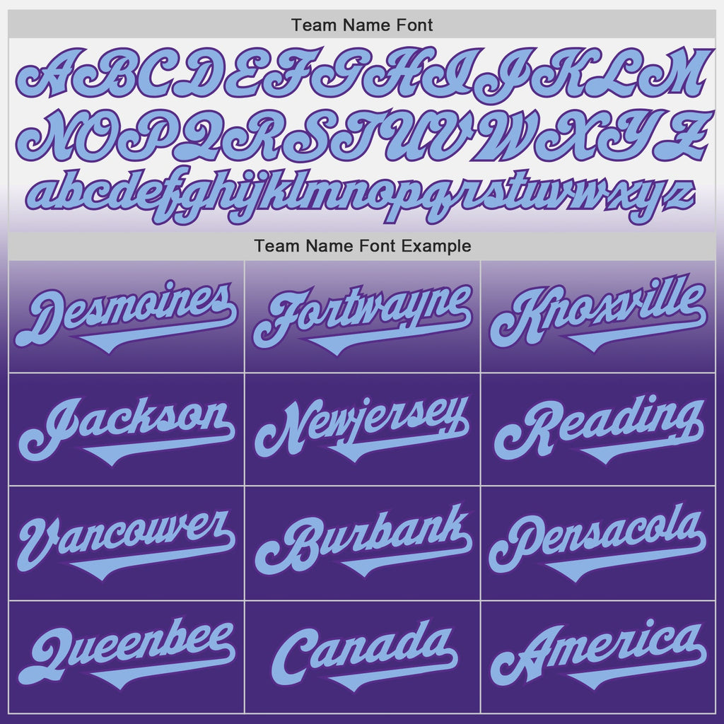 Custom White Light Blue-Purple Authentic Fade Fashion Baseball Jersey