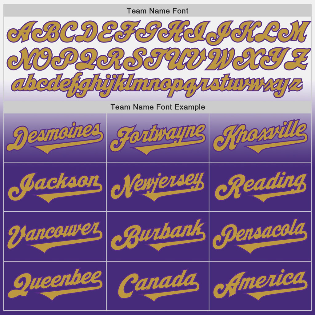 Custom White Old Gold-Purple Authentic Fade Fashion Baseball Jersey